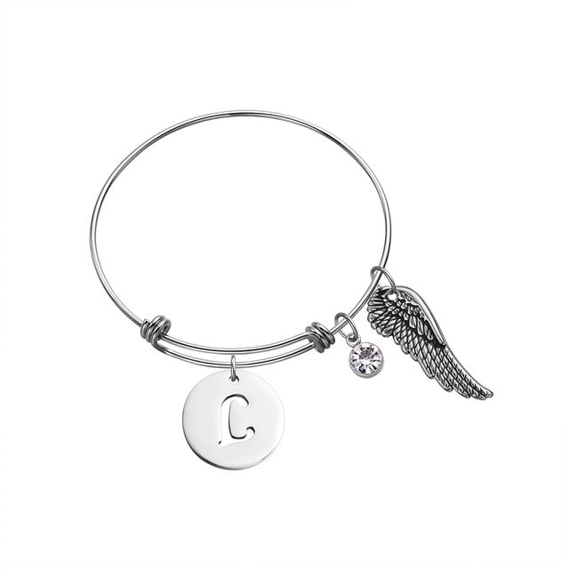 Custom Initial Guardian Angel's Wing Bracelet