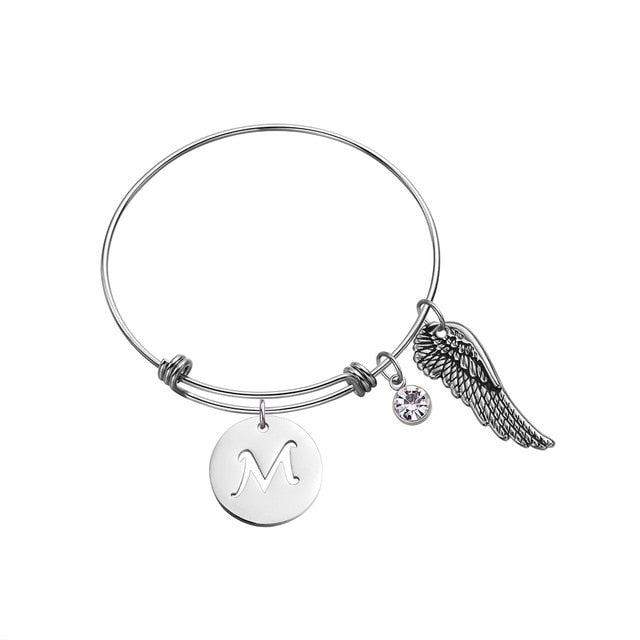 Custom Initial Guardian Angel's Wing Bracelet