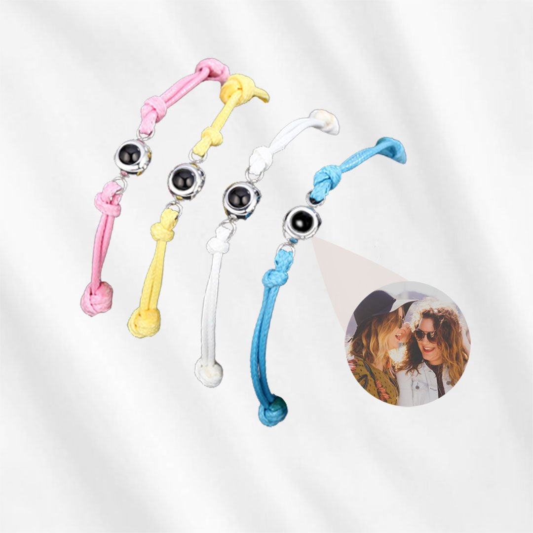 Photo Bracelet Circle Shape with Faux Leather Cord