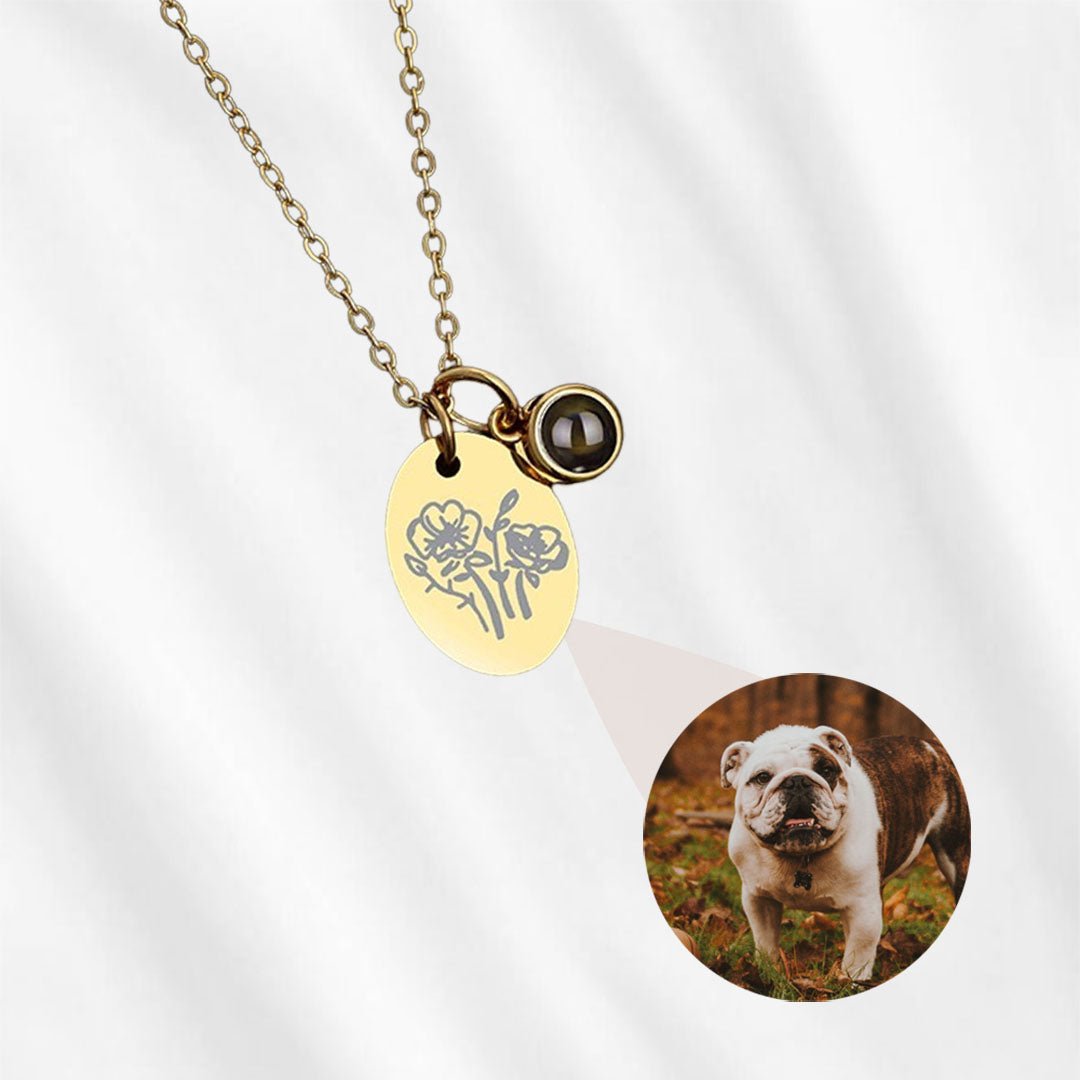 Personalized Photo Necklace Projection with Birth Flower