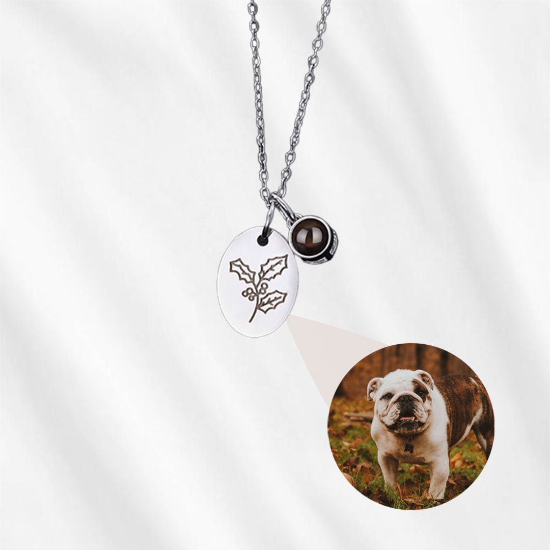 Personalized Photo Necklace Projection with Birth Flower