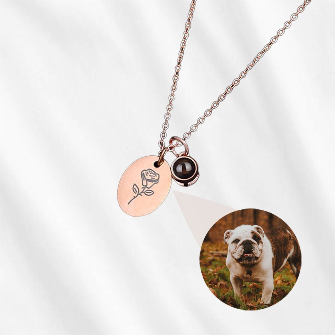 Personalized Photo Necklace Projection with Birth Flower
