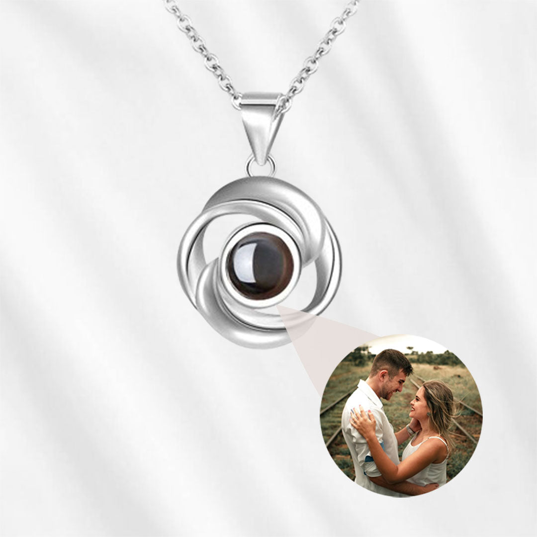 Personalized Photo Projection Necklace with Hidden Picture Rosebud