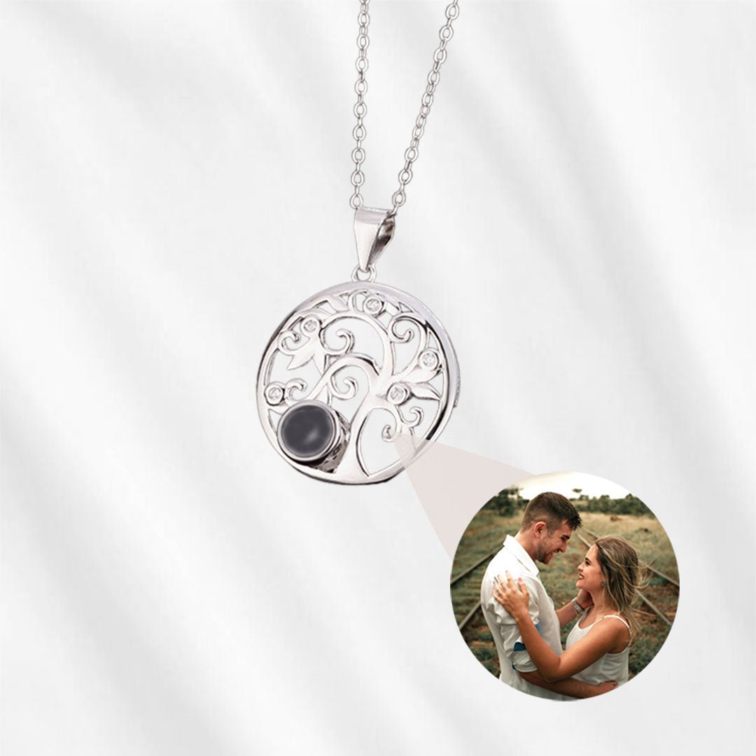 Photo Projection Necklace with Picture Inside Tree of Life