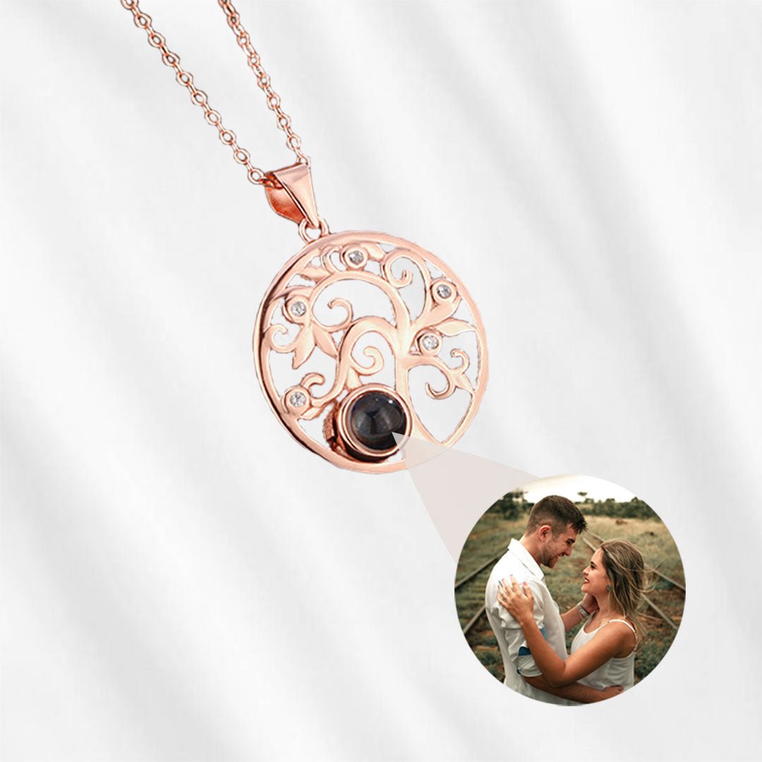 Photo Projection Necklace with Picture Inside Tree of Life