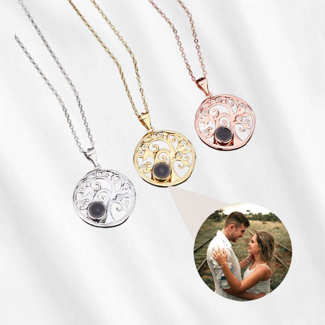 Photo Projection Necklace with Picture Inside Tree of Life