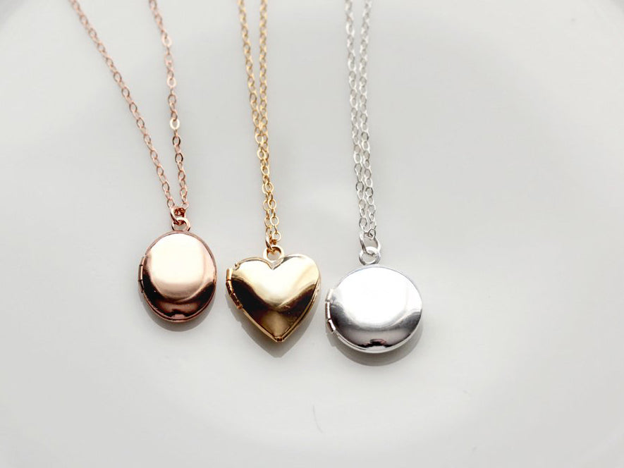 Children's Solid Lockets | Heart, Circle, Oval