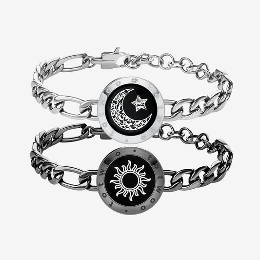 Bracelets Sun&Moon Touch avec chaîne Figaro (noir et argent)