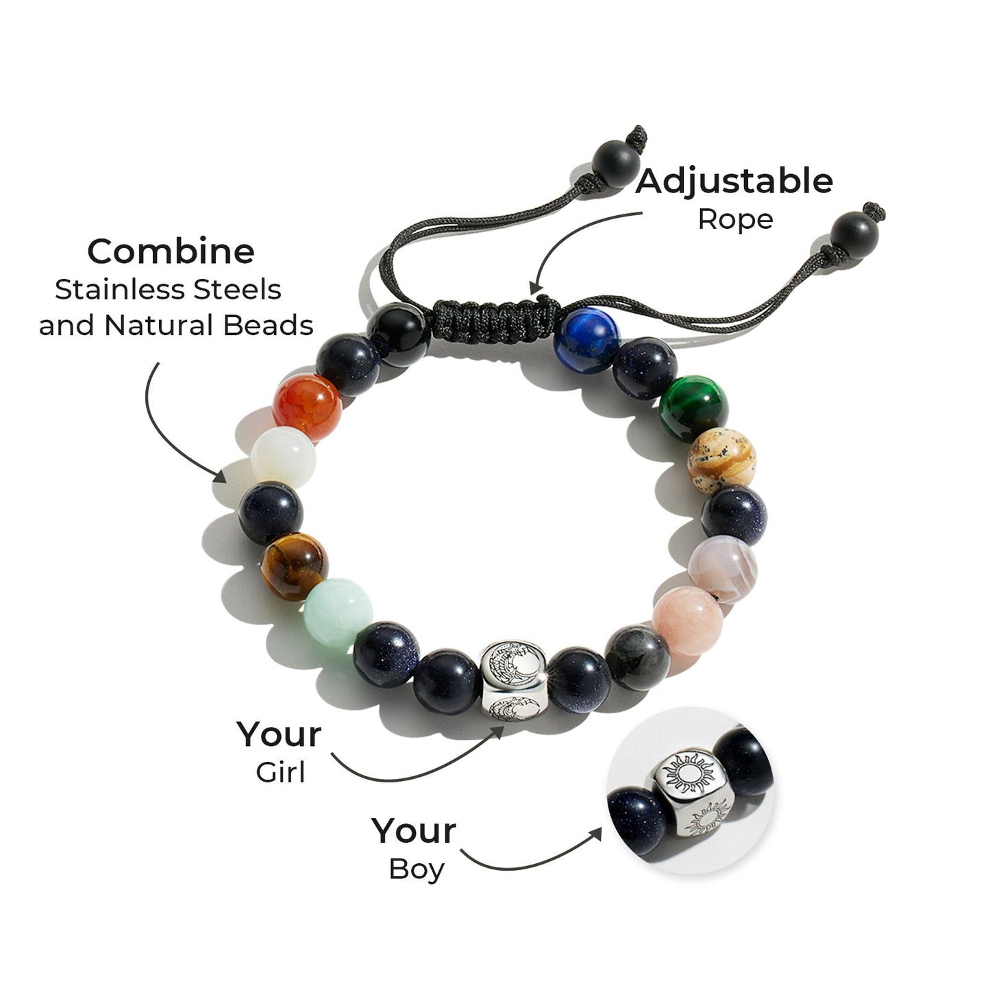 Bracelets de perles Planet Universe Stones