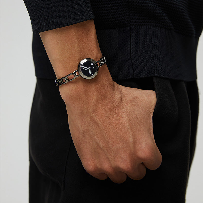 Bracelets Mountain&Sea Touch (chaîne Figaro noire + chaîne serpent en or rose)