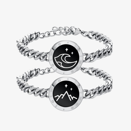 Bracelets Mountain&Sea Touch avec chaîne cubaine (argent + argent)