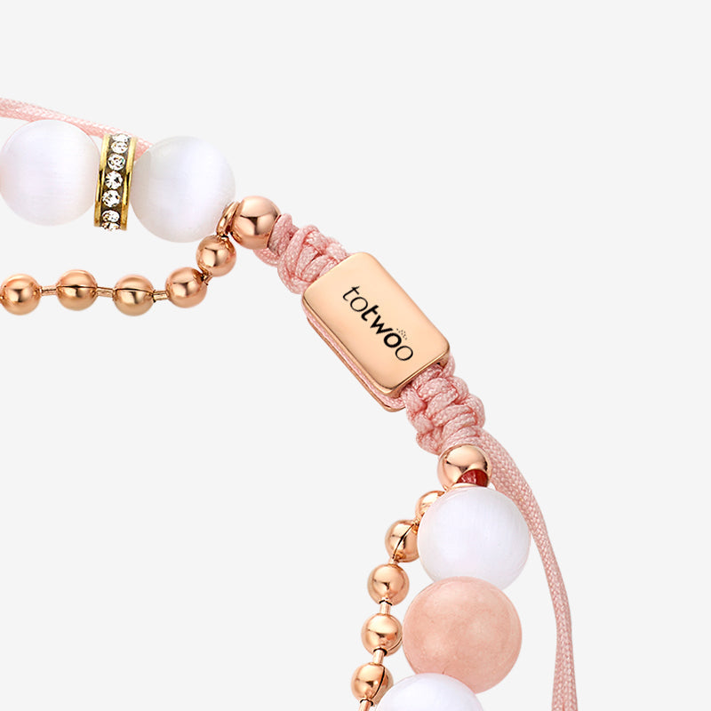 Bracelets tactiles Soleil et Lune avec perles fantasmagoriques (noir et or rose)