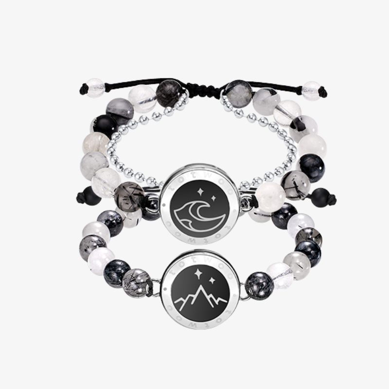 Bracelets Mountain&Sea Touch avec perles de quartz rutile noir