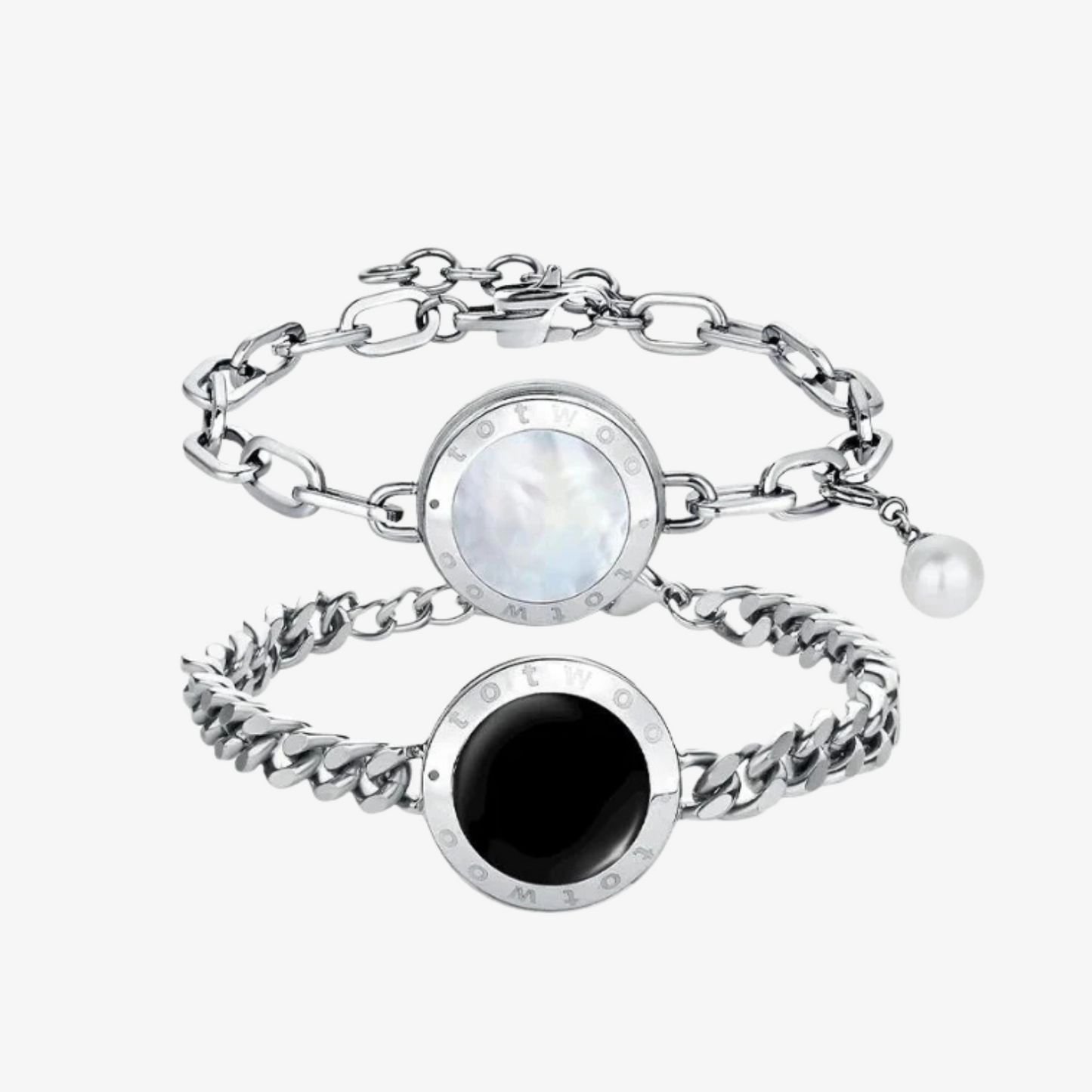 Bracelets tactiles Soulmate 2.0 (chaîne cubaine en argent + chaîne Figaro en argent)