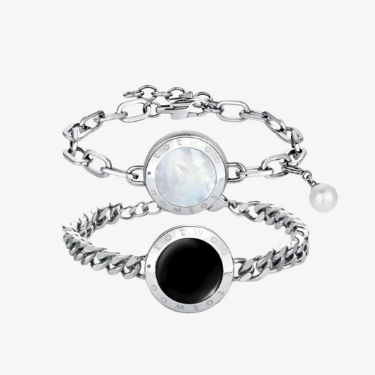 Bracelets tactiles Soulmate 2.0 (chaîne cubaine en argent + chaîne Figaro en argent)