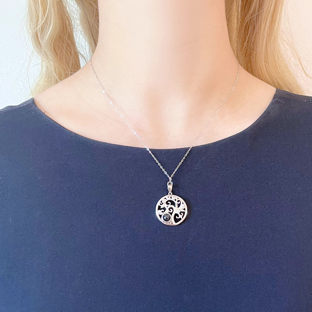 Photo Projection Necklace with Picture Inside Tree of Life