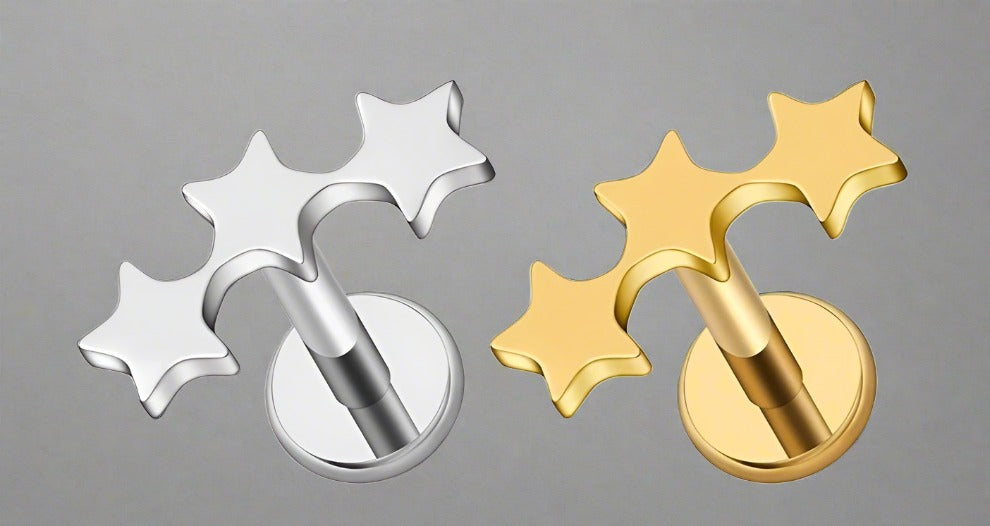 Boucle d'oreille dormeuse triple étoile