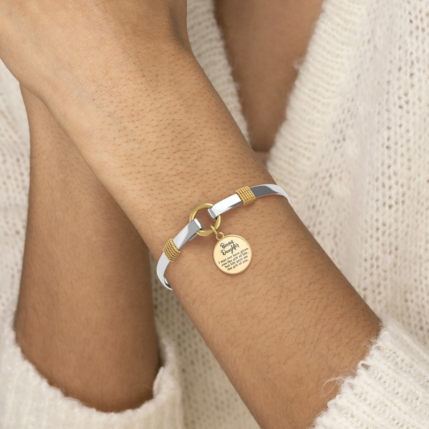 Bonus Daughter - Two-Tone Custom Charm Bracelet