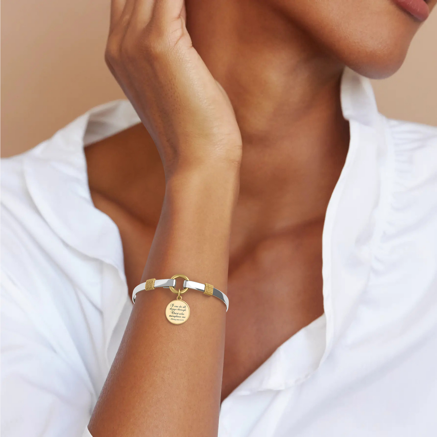 All Things Through Christ - Two-Tone Custom Charm Bracelet