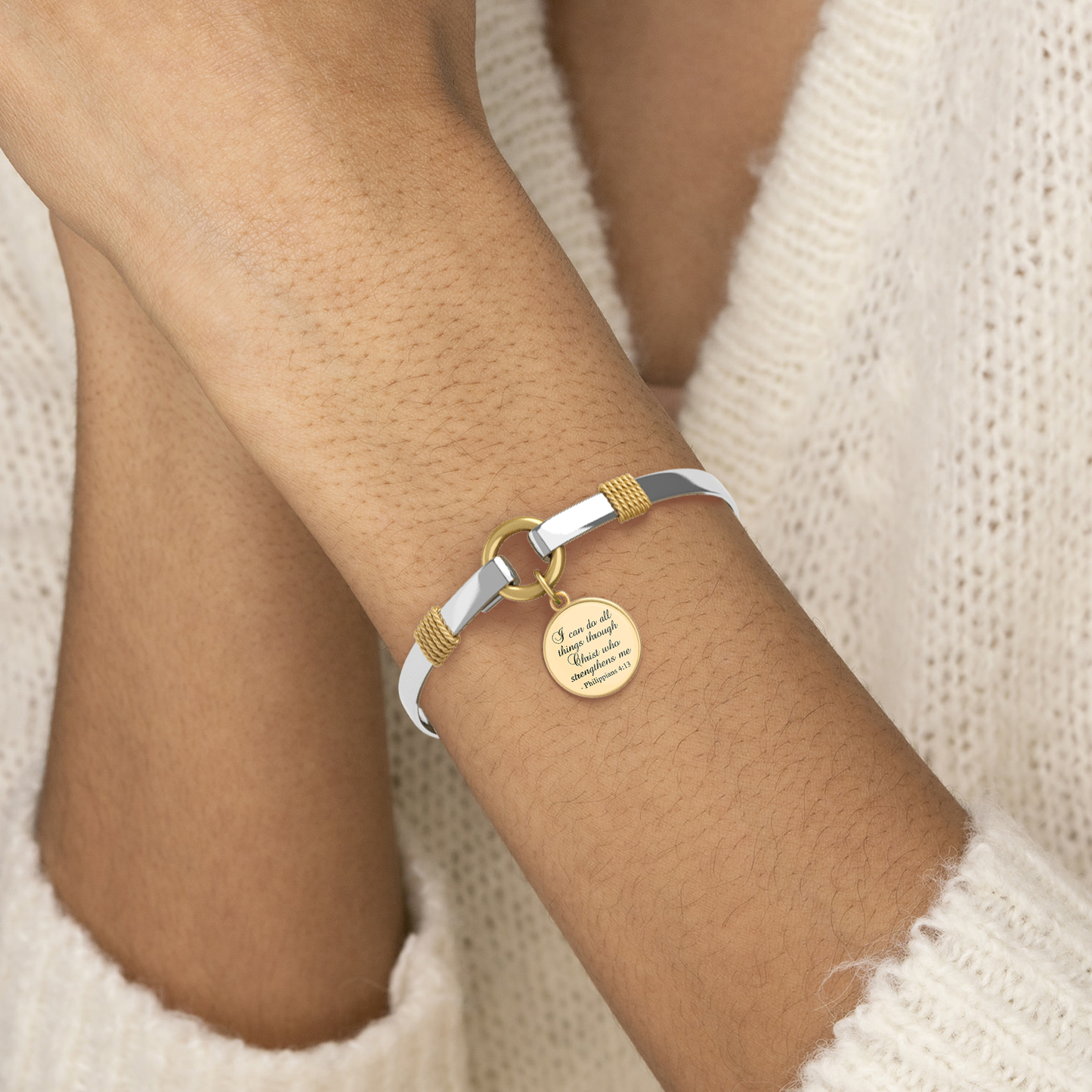 All Things Through Christ - Two-Tone Custom Charm Bracelet