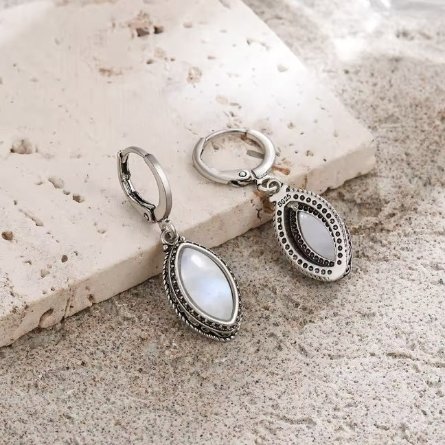 Sterling Silver Natural Moonstone Pendant Earrings