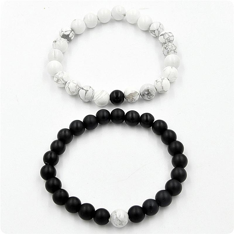 Lot de bracelets de distance noir et blanc – Pour couples