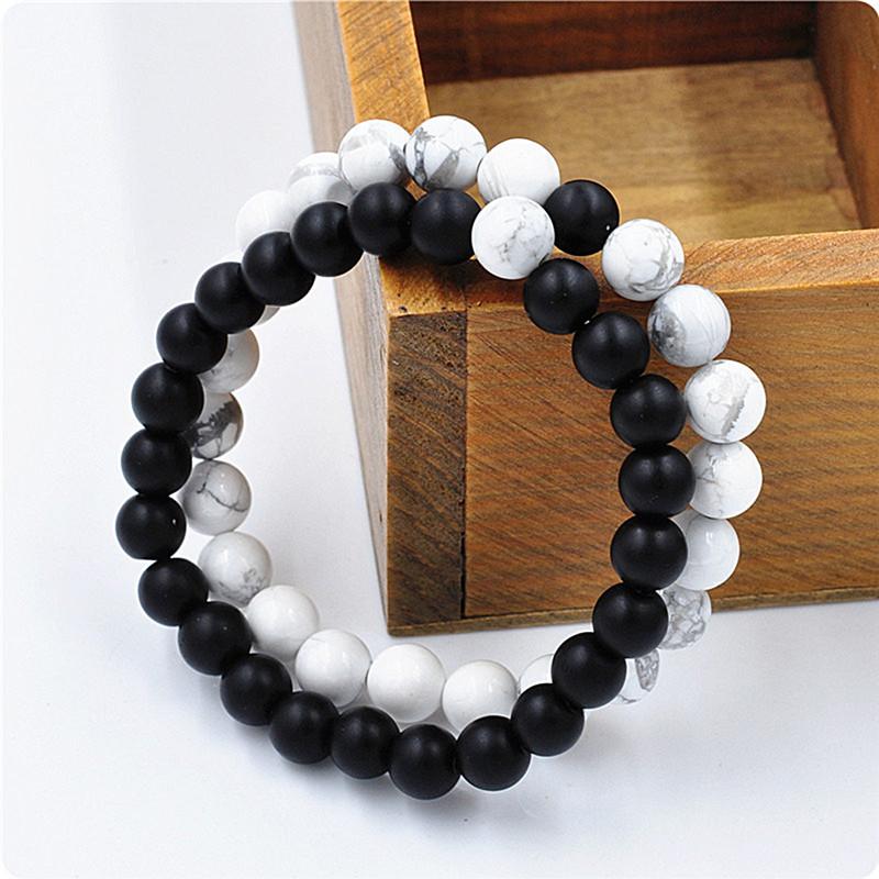 Lot de bracelets de distance noir et blanc – Pour couples