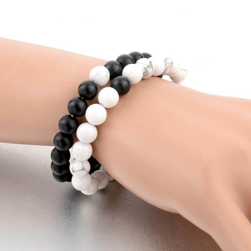 Lot de bracelets de distance noir et blanc – Pour couples