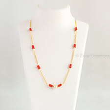 coral pearl looped necklace