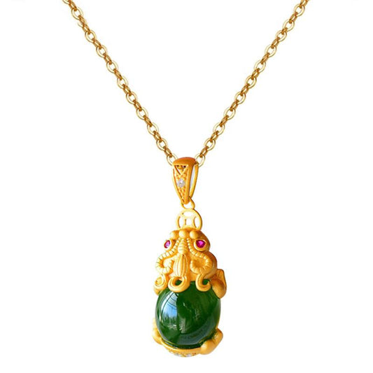 Natural Jade Pixiu Fortune Necklace