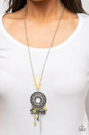 yellow tumbled quartz necklace