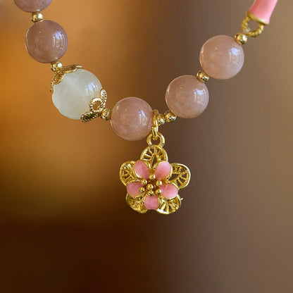 Bracelet jonc en jade et soie dorée, pierre naturelle de soleil, breloque en forme de fleur de Bouddha 