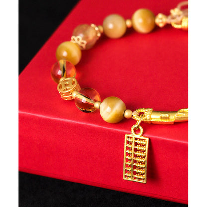 Bracelet de protection en pierres naturelles de Bouddha, œil de tigre, citrine, boulier 