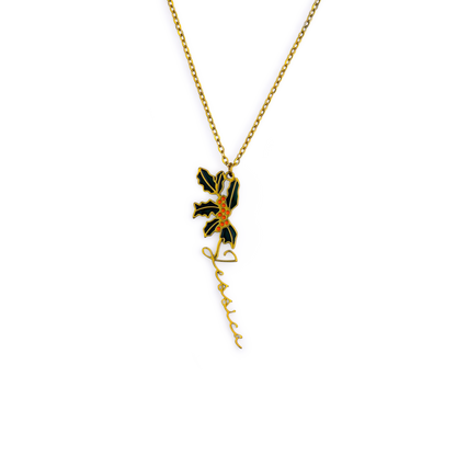 Collier avec nom de fleur de naissance aquarelle