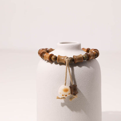 Buddha Stones Green Sandalwood Bodhi Seed Cat Claw Bamboo Peace Bracelet