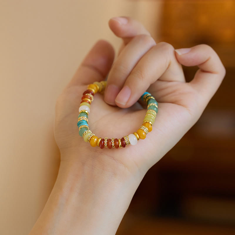 Buddha Stones Natürlicher roter Achat Jade Regenbogen Selbstvertrauensarmband 