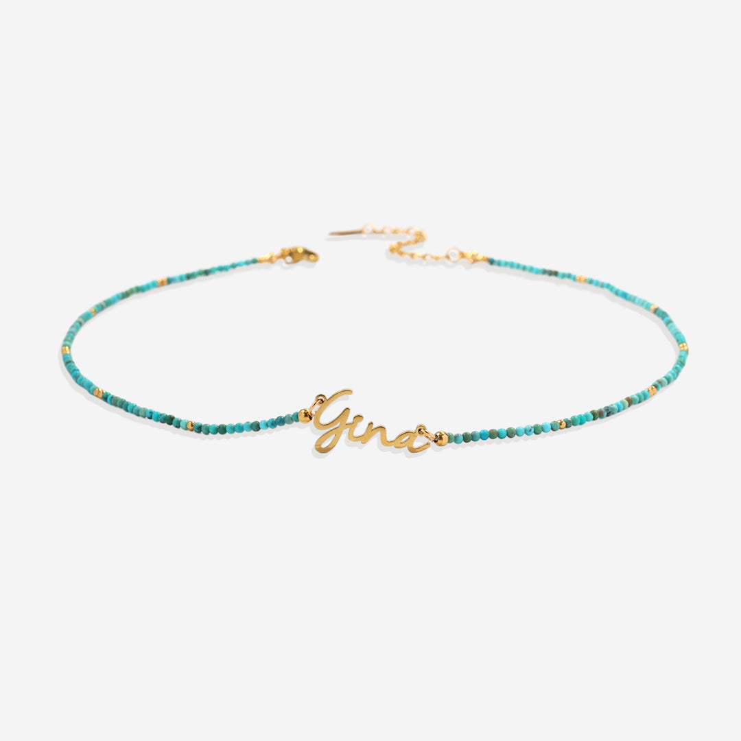 Turquoise Beaded Fairy Name Necklace
