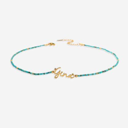 Turquoise Beaded Fairy Name Necklace