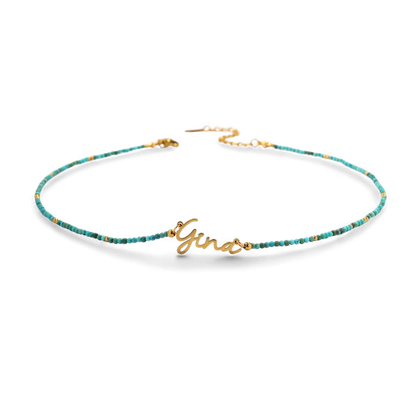 Turquoise Beaded Fairy Name Necklace