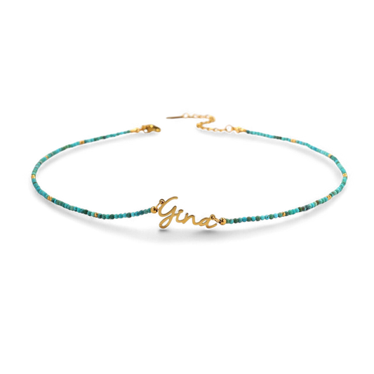Turquoise Beaded Fairy Name Necklace