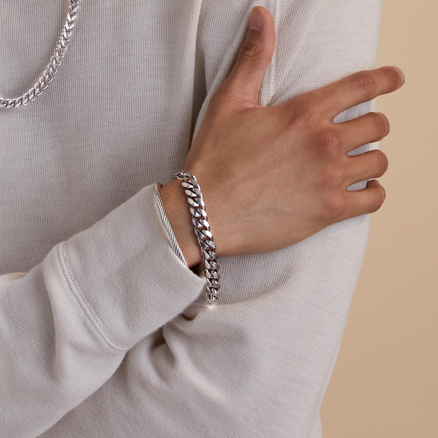 Bracelet à maillons cubains de 10 mm