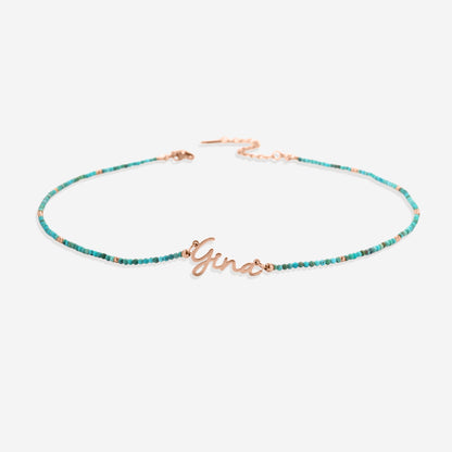 Turquoise Beaded Fairy Name Necklace