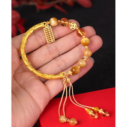 Bracelet de protection en pierres naturelles de Bouddha, œil de tigre, citrine, boulier 