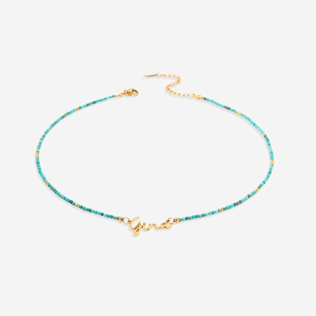 Turquoise Beaded Fairy Name Necklace
