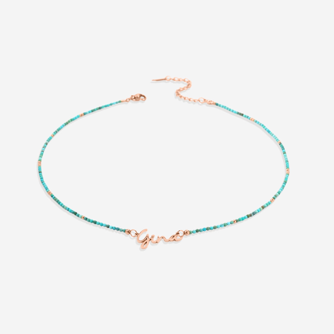 Turquoise Beaded Fairy Name Necklace