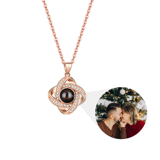 Collier pendentif photo personnalisé entrelacé