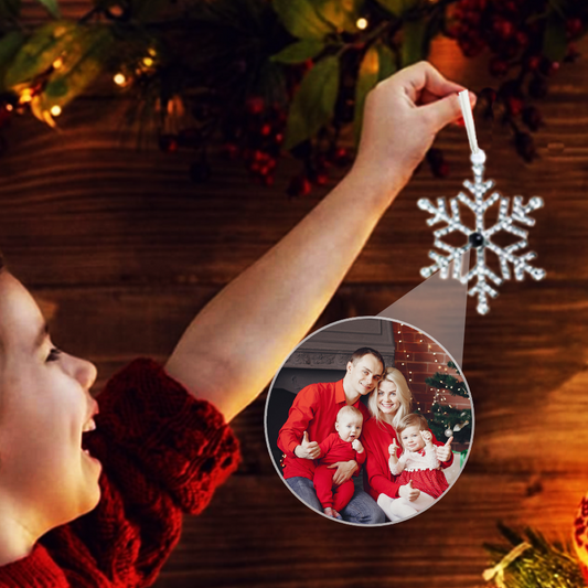 Personalisiertes Weihnachts-Schneeflocken-Fotoornament