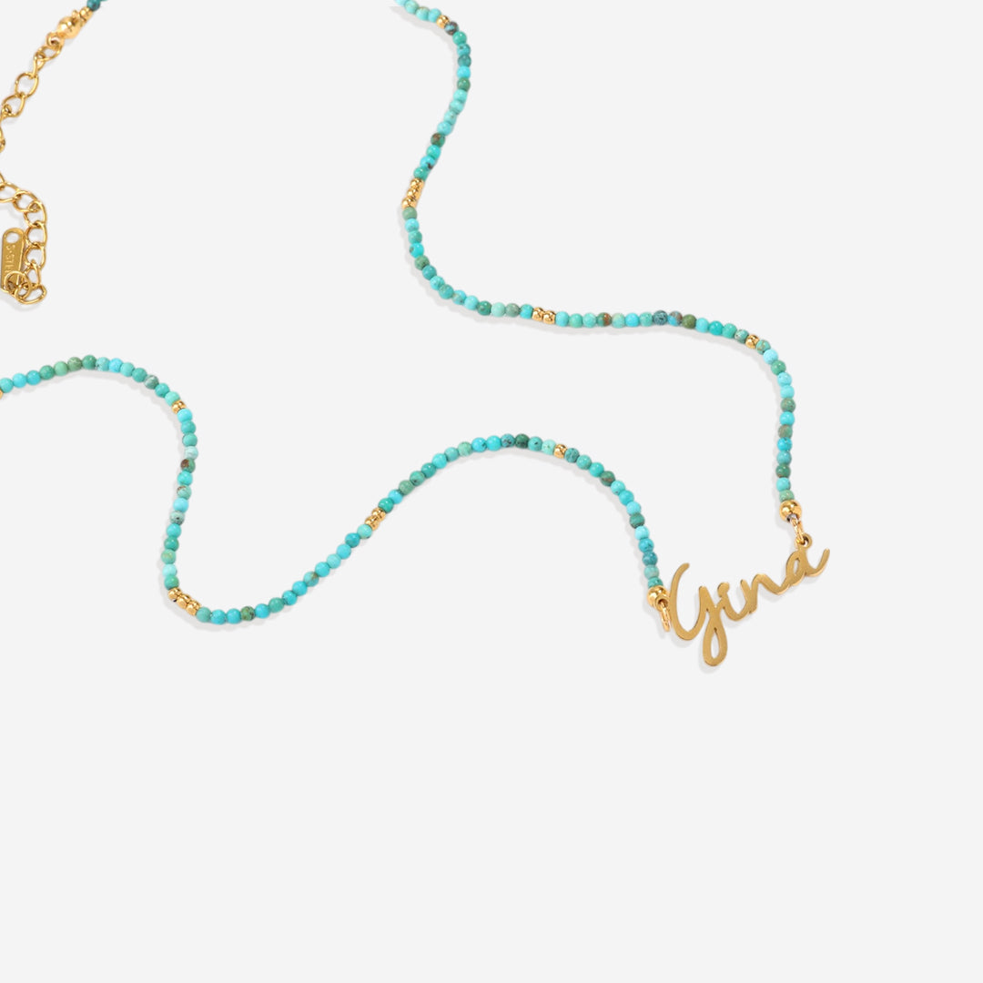 Turquoise Beaded Fairy Name Necklace