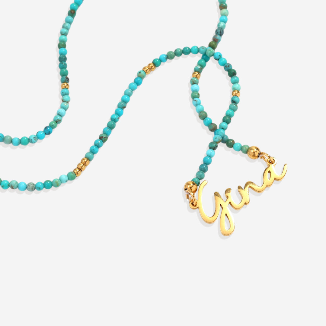 Turquoise Beaded Fairy Name Necklace