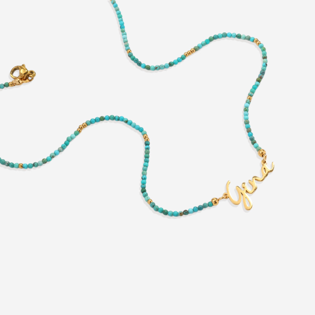 Turquoise Beaded Fairy Name Necklace